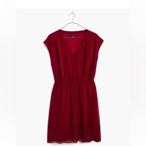 Madewell Skygaze Eyelet Mini Dress in Red. Size 4.